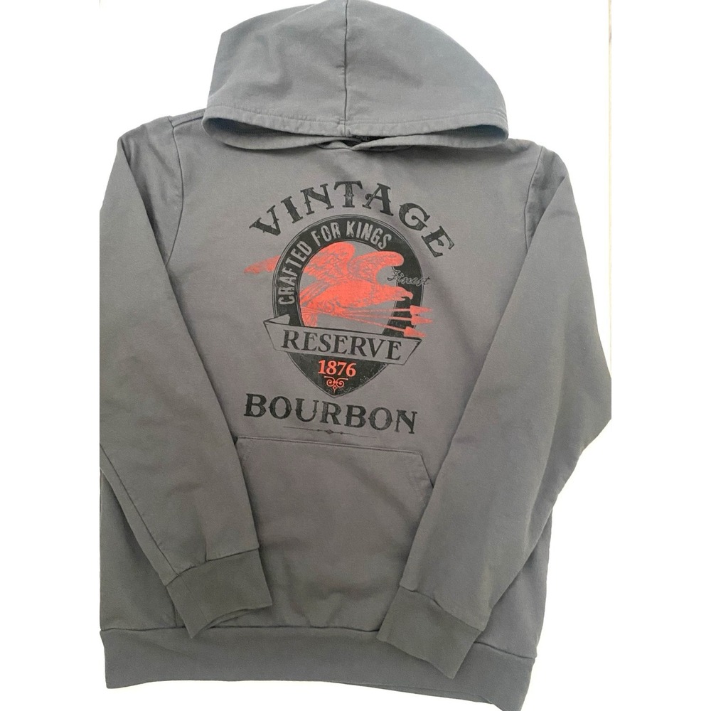 Men's Vintage Reserve Bourbon Crafted for Kings Hoodie Sweatshirt M Gray